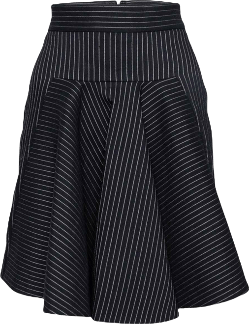 Women's Black Cotton Striped Flared Mini Skirt