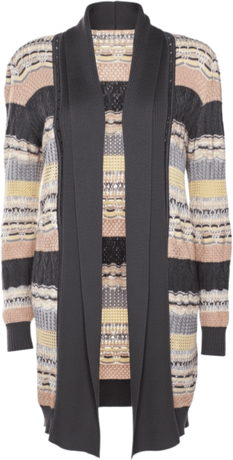 Women's Multicolor Jacquard Eyelet Knit Cardigan