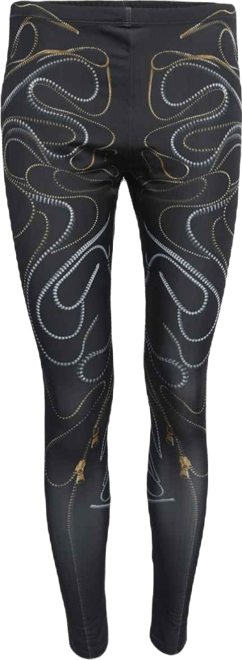 Women's Black Zipper Print Jersey Leggings