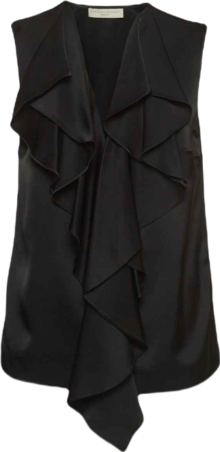 Women's Black Crepe Fringe Detail Sleeveless Top