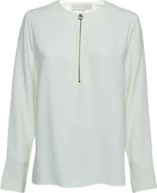 Women's Off White Crepe Long Sleeve Blouse