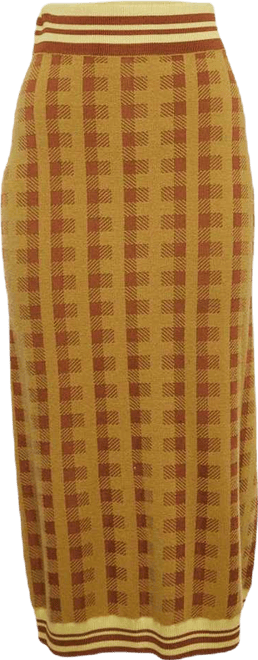 Women's Checked Knit Midi Skirt