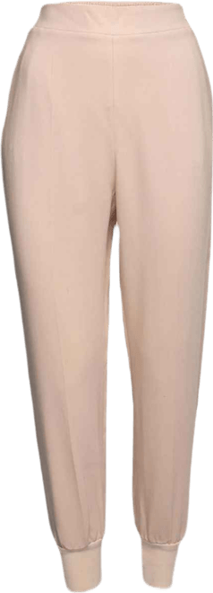 Women's Light Pink Crepe Rib Knit Trimmed Pants