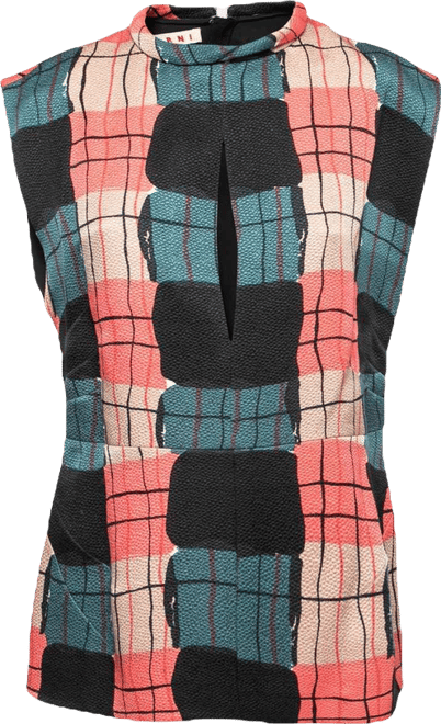 Women's Multicolor Printed Silk Crepe Keyhole Cutout Top