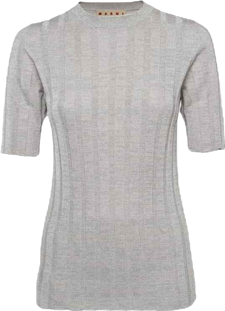 Women's Silver Lurex Knit Mock Neck Top
