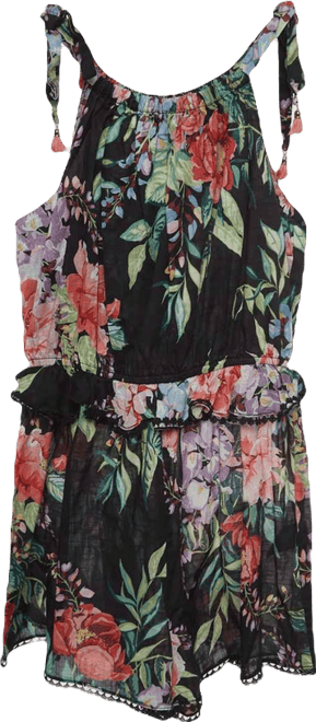 Women's Black Floral Print Cotton
