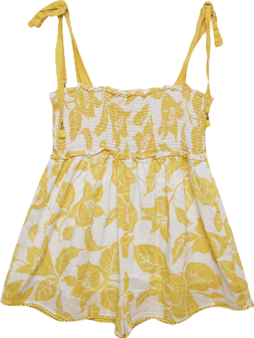 Women's White/yellow Printed Cotton