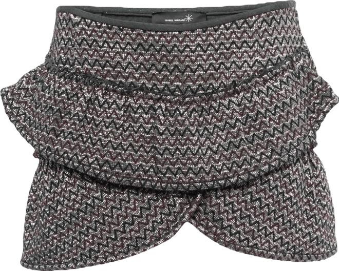 Women's Silver Zig-Zag Patterned Lurex Knit Mini Skirt