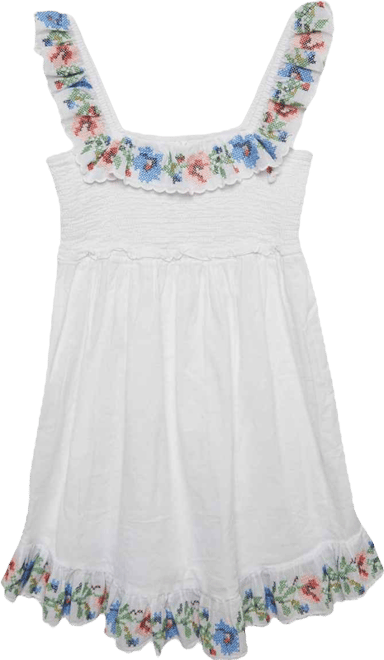 Women's White Embroidered Cotton