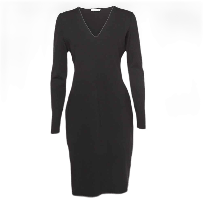 Women's Black Jersey V-Neck Mini Dress