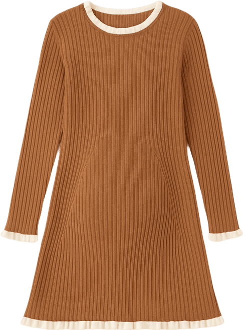 Maternity Black Ribbed Knit Contrast Ruffle Trim Mini Dress