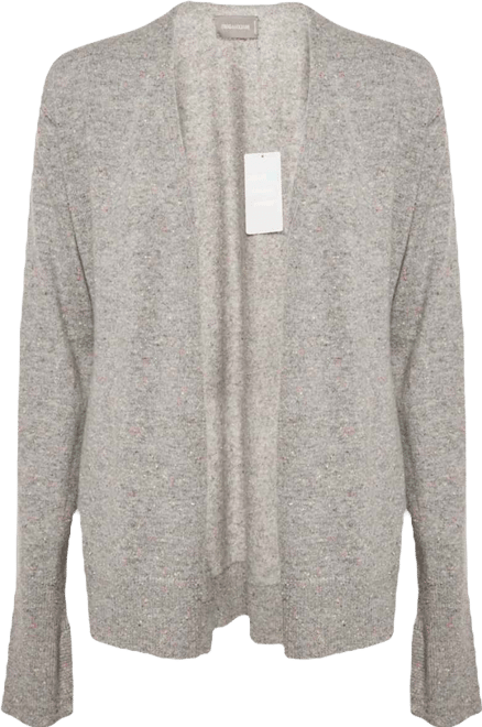 Women's Grey Textured Cashmere Daphnee Cardigan