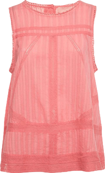 Women's Pink Cotton Lace Insert Tani Top