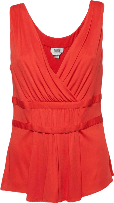 Women's Cheap And Chic Red Silk Blend Knit Sleeveless Top