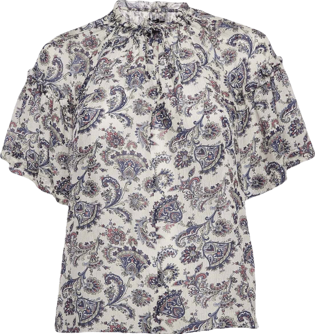 Women's Multicolor Silk Ruffled Top