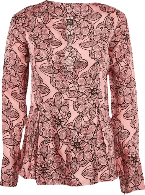 Women's Pink Printed Silk Full Sleeve Top