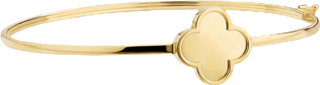 Clover Bangle Bracelet in 14K Gold, Fits Small to Medium Wrist, Approx. 3.4 grams.