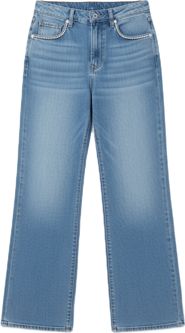 Women's Rhinestone Pocket Jean Wide-Leg Pants