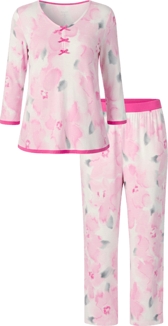 Women's V-Neck Top and Ankle Pajama Pants, 2-Piece Set