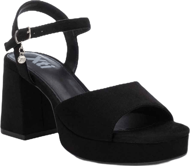 Women's Heeled Suede Sandals With Platform By , Black