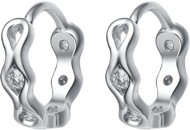 Lovely Sterling Silver Cubic Zirconia Small Round Hoop Earrings