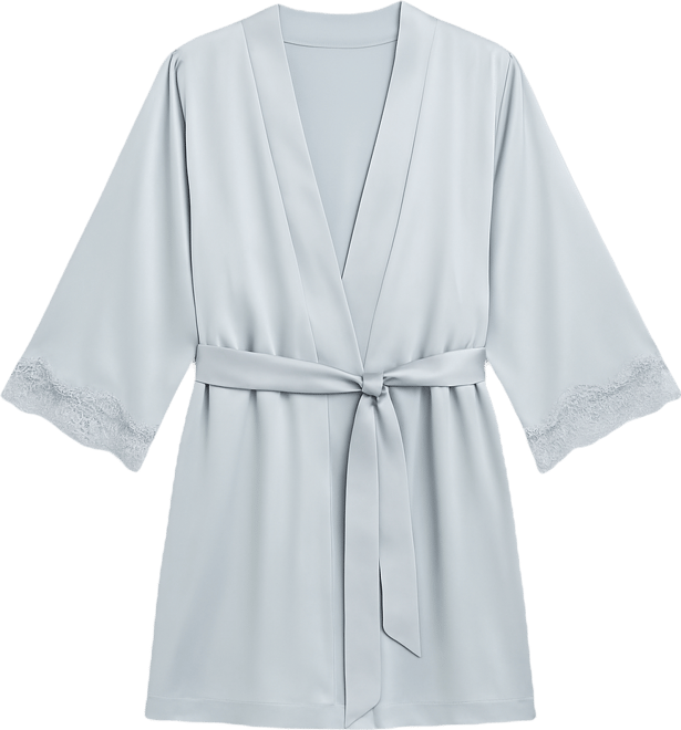 Women's Lace-Trim Stretch Satin Robe, Created for Macy's