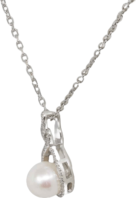 Freshwater Pearl (7mm) Diamond (1/10 ct. t.w.) Pendant Necklace in Sterling Silver