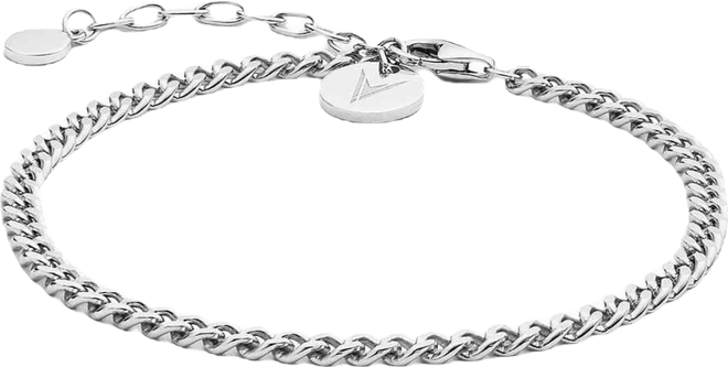 Women's Cuban Link Chain Bracelet in Stainless Steel, Adjustable 7"
