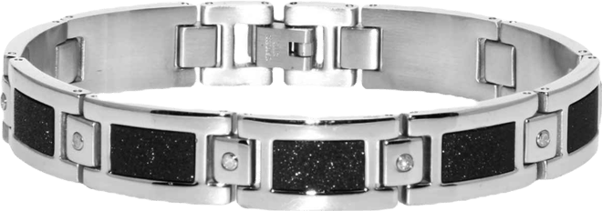 White Diamond and Black Plated Bracelet (1/5 ct. t.w.) in Stainless Steel