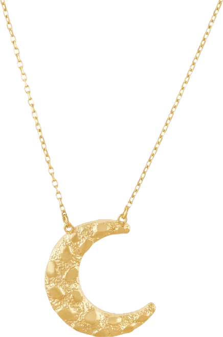 Polished Nugget Moon Pendant Necklace in 10k Yellow Gold