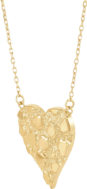 Polished Nugget Heart Pendant Necklace in 10k Yellow Gold