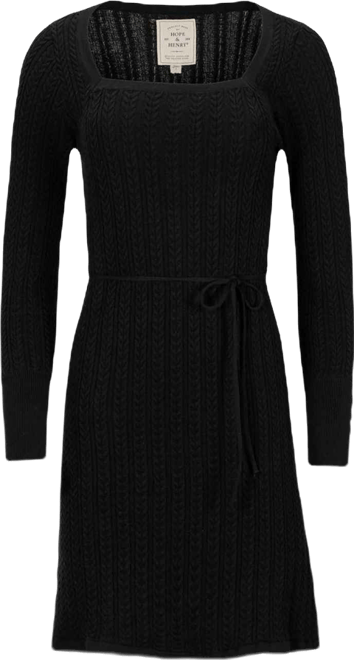 Women's Organic Square Neck Cable Sweater Dress