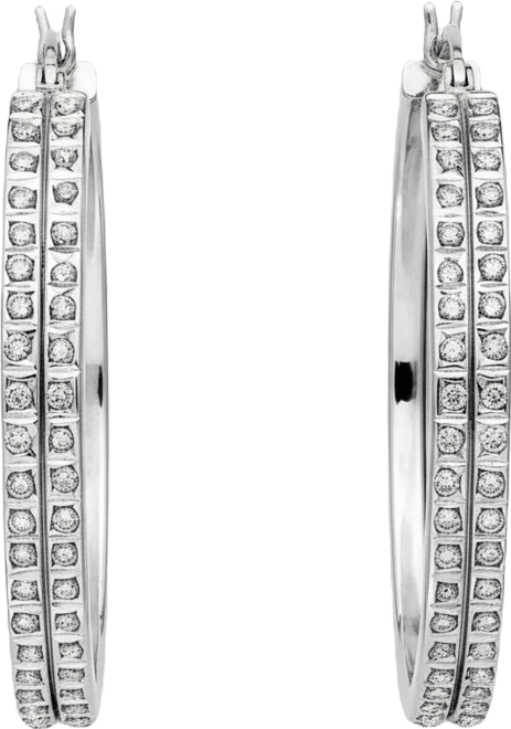 Sterling Silver Earrings, Diamond Accent Double Hoop Earrings