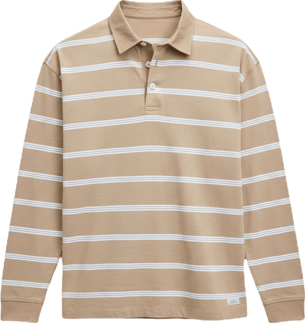 Men's Nolongi Relaxed-Fit Long-Sleeve Striped Polo Shirt