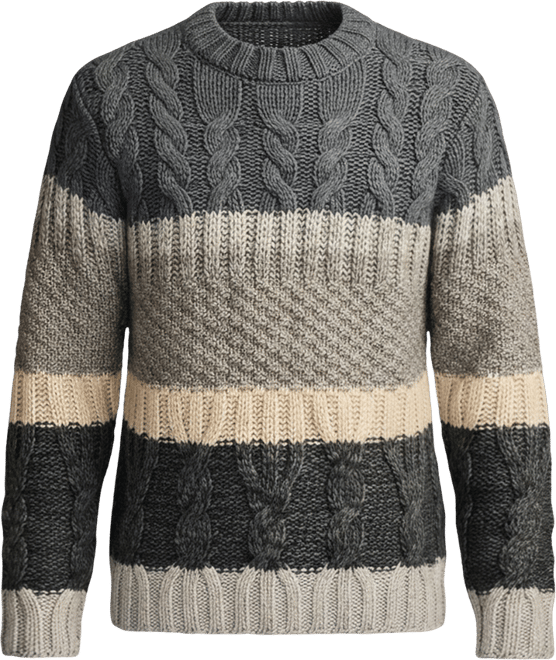 Men's Cable Stripe Crewneck Sweater