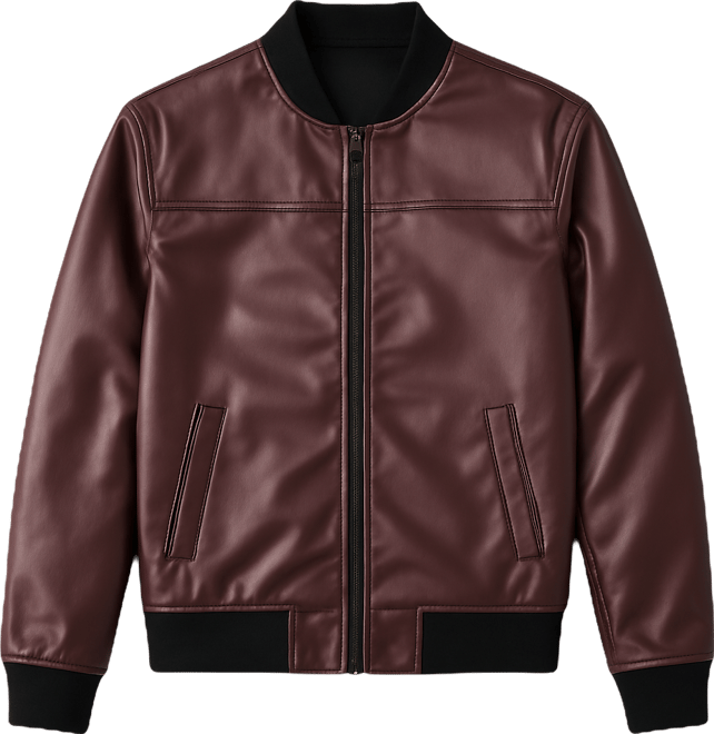 Men's Men's Chocolate Brown Patent-Panel Bomber Jacket