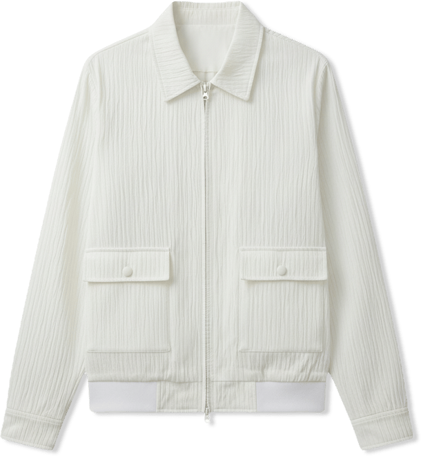 Men's Chalk White Zip-Front Crease-Tactile Jacket