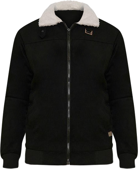 Men's Raven Black Contrast Sherpa-Lined Suede Bomber Jacket