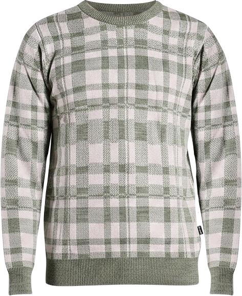 Men's Olive Green Plaid-Jacquard Knit Pullover Sweater