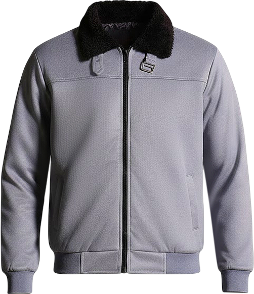 Men's Coin Grey Contrast Sherpa-Lined Suede Bomber Jacket