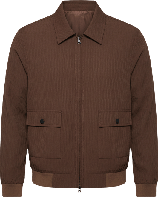 Men's Chocolate Brown Zip-Front Crease-Tactile Jacket