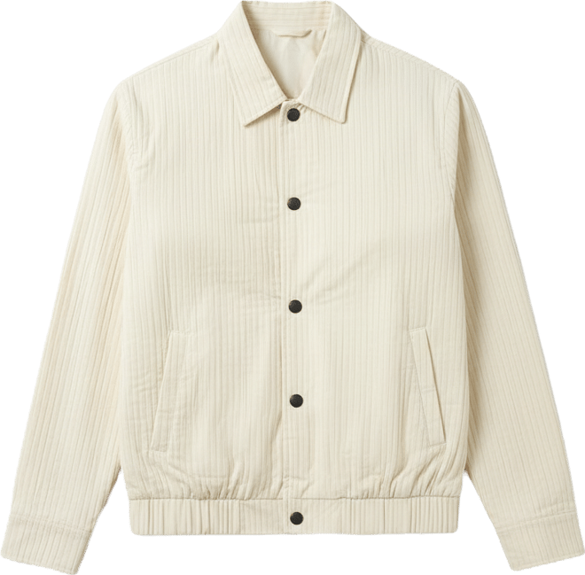 Men's Cream White Lined-Tactile Bomber Jacket