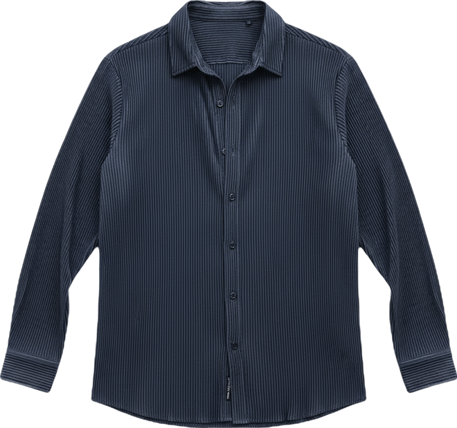 Men's Navy Blue Pleat-Creased Shirt