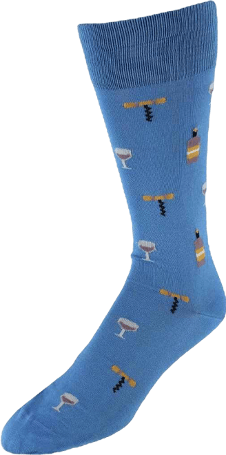 Men's I'll Drink to That Wine Glass & Bottle Novelty Mid Calf Mercerized Cotton Sock 1 Pair