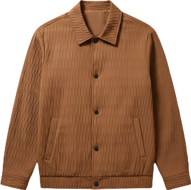Men's Teddy Brown Crease-Tactile Bomber Jacket