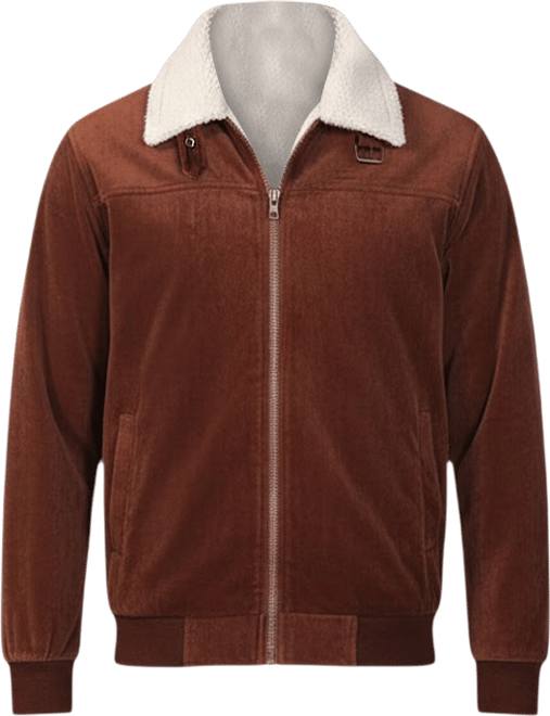 Men's Contrast Sherpa-Lined Suede Bomber Jacket