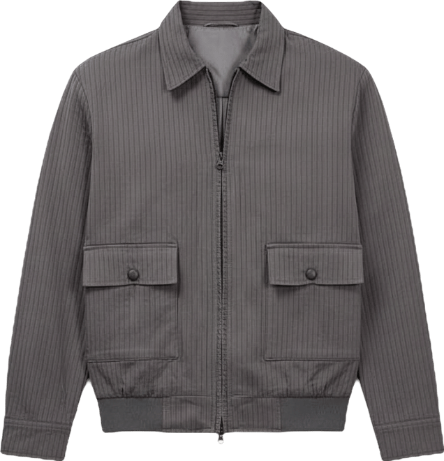Men's Moon Grey Zip-Front Lined-Tactile Jacket