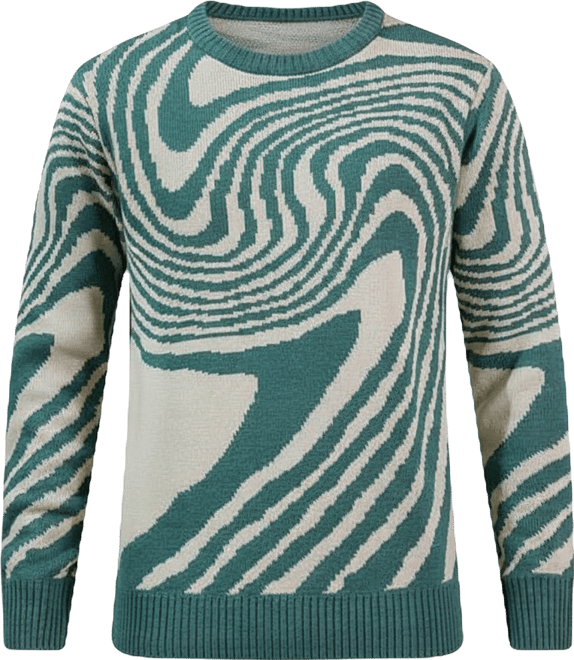 Men's Emerald Green Fluid-Jacquard Knit Pullover Sweater