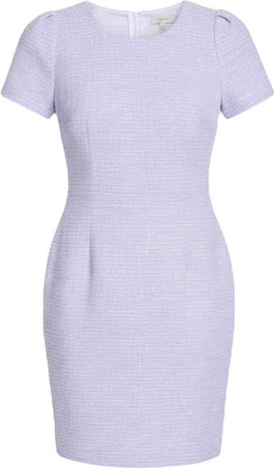 Women's Tweed Short-sleeve Sheath Mini Dress