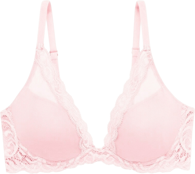 Women's Feathers Lace Contour Underwire Plunge Bra 730023